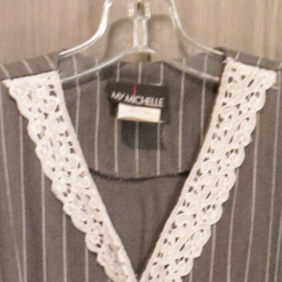 Vintage My Michelle Grey Stripe Double Breasted Dress - Picture 5 of 5